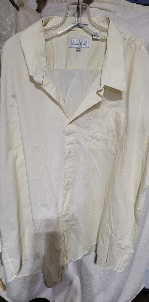 (2076)Karl Knox,single needle tailoring, Size 22 1/2 (34/35), yellow button down